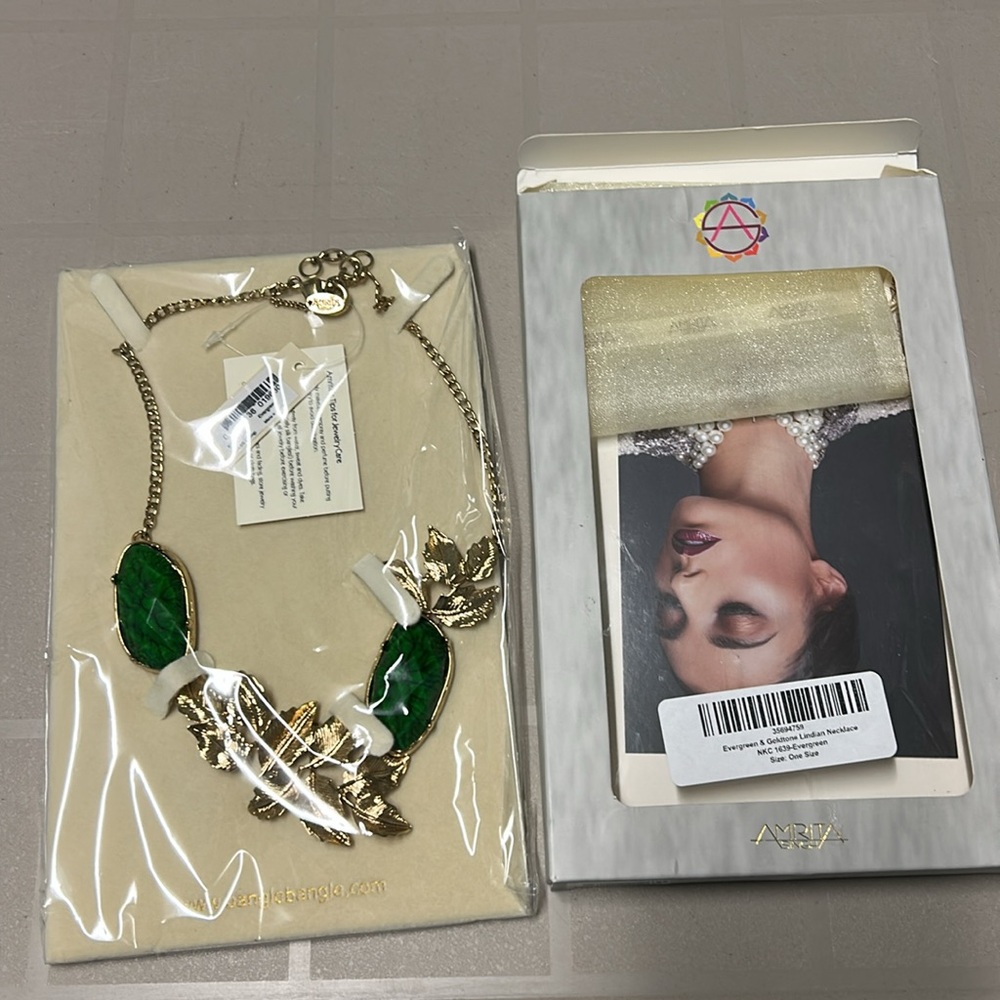 NEW Amrita Singh Evergreen & Gold tone Lindian Necklace - Picture 8 of 8